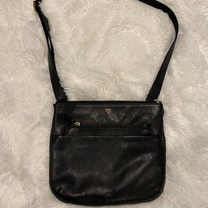 Black Fossil Leather Crossbody